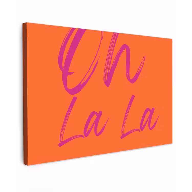 Oh la la - Oranje - Roze - Grafisch canvas 2cm klein -z3d