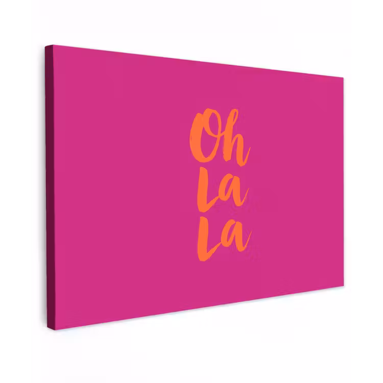 Oh la la - Roze - Oranje - Minimalistisch canvas 2cm klein -z3d