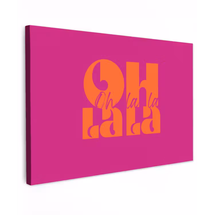Oh la la - Roze - Oranje - Gestapelde letters canvas 2cm klein -z3d