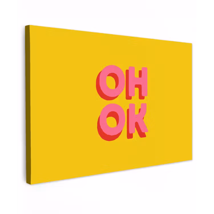 Oh ok - 3D - Geel - Roze canvas 2cm klein -z3d