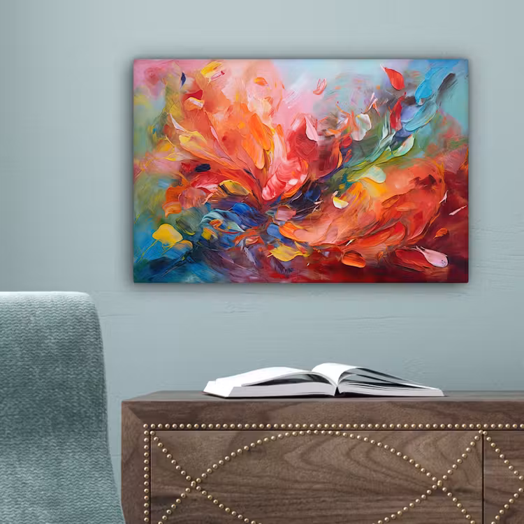 Olieverf - Kunst - Abstract - Kleurrijk canvas 2cm klein -sfeer4