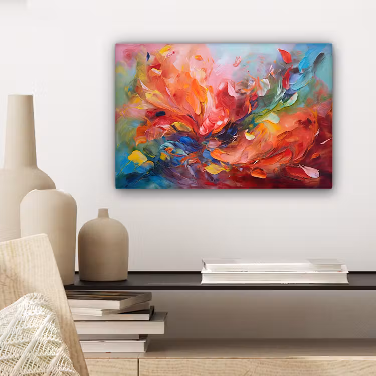 Olieverf - Kunst - Abstract - Kleurrijk canvas 2cm klein -sfeer6