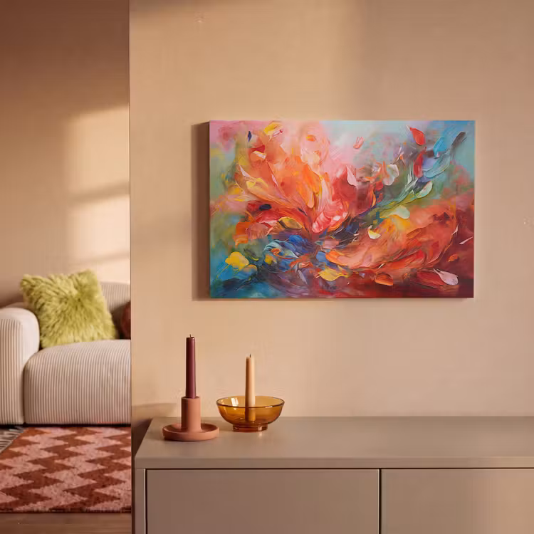 Olieverf - Kunst - Abstract - Kleurrijk canvas 2cm klein -sfeer1