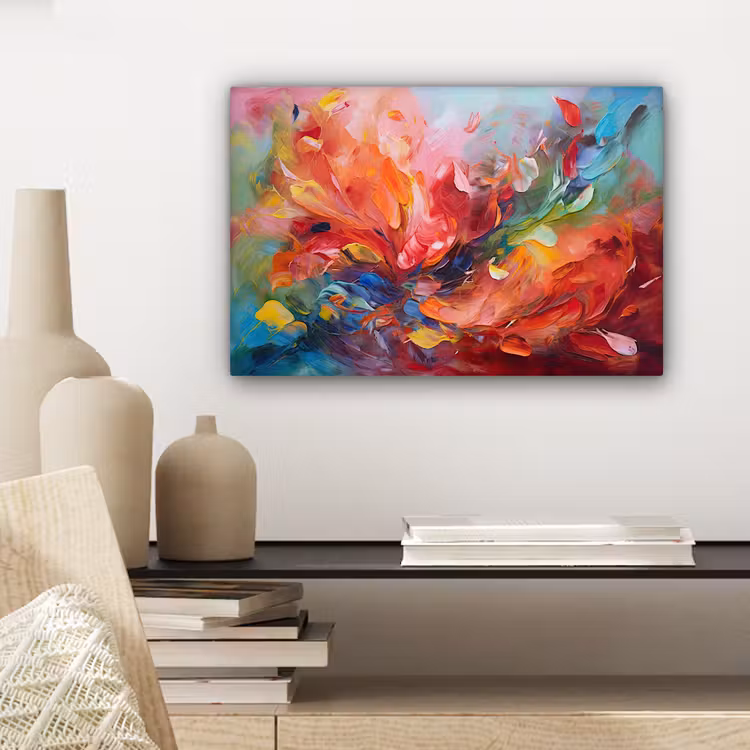 Olieverf - Kunst - Abstract - Kleurrijk canvas 2cm klein -sfeer6