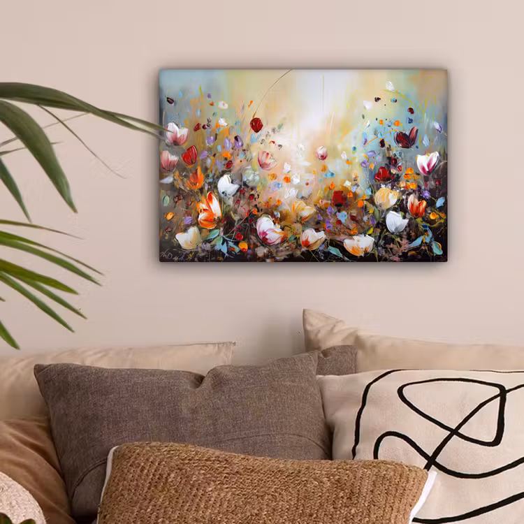 Olieverf - Bloemen - Kleurrijk - Natuur canvas 2cm klein -sfeer1