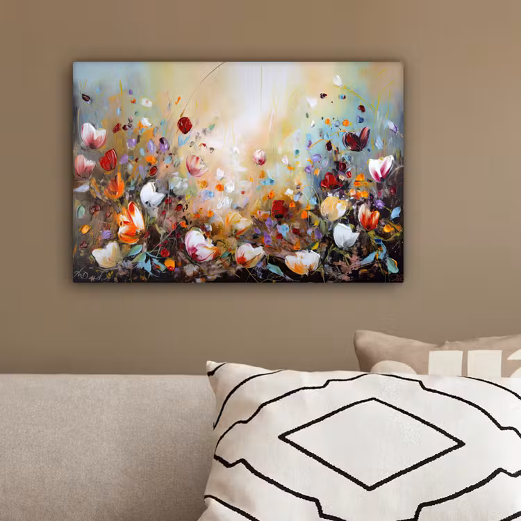 Olieverf - Bloemen - Kleurrijk - Natuur canvas 2cm klein -sfeer3