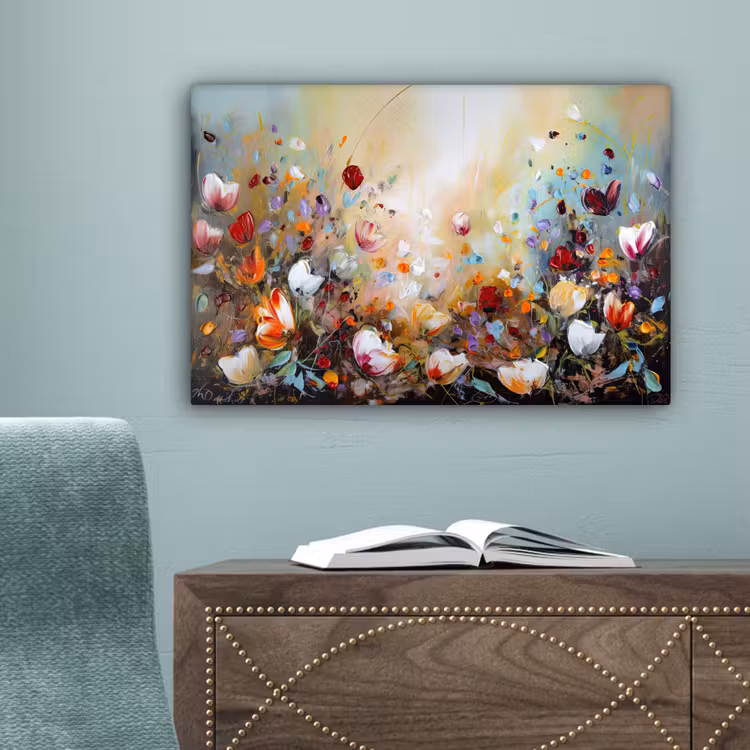 Olieverf - Bloemen - Kleurrijk - Natuur canvas 2cm klein -sfeer4