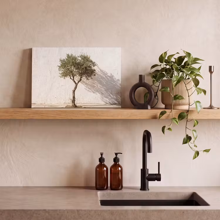 Canvas Print - Olive Tree - Wall - White - Olijfboom - muur - wit canvas 2cm klein