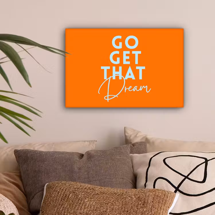 Oranje - Blauw - Go get that dream canvas 2cm klein -sfeer1