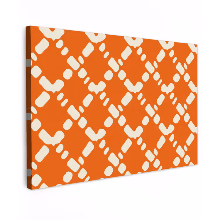 Oranje - Ruitpatroon - Wit canvas 2cm klein 34 -z3d