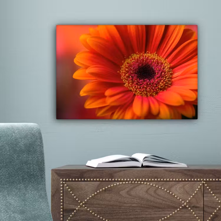 Oranje - Gerbera - Intens canvas 2cm klein -sfeer4