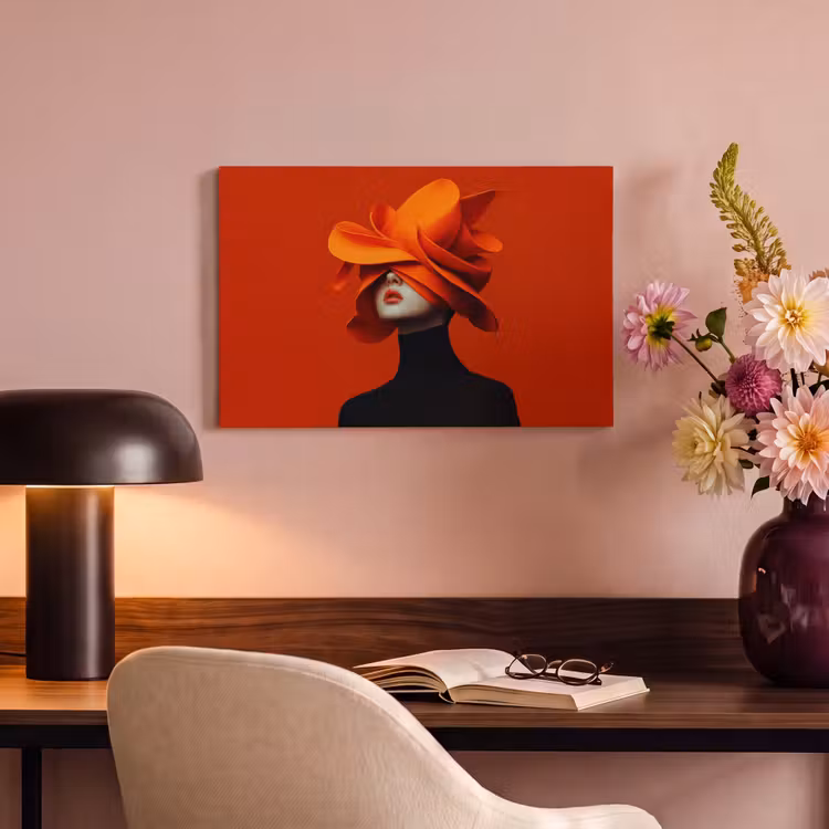 Oranje - Hoed - Vrouw canvas 2cm klein -sfeer4