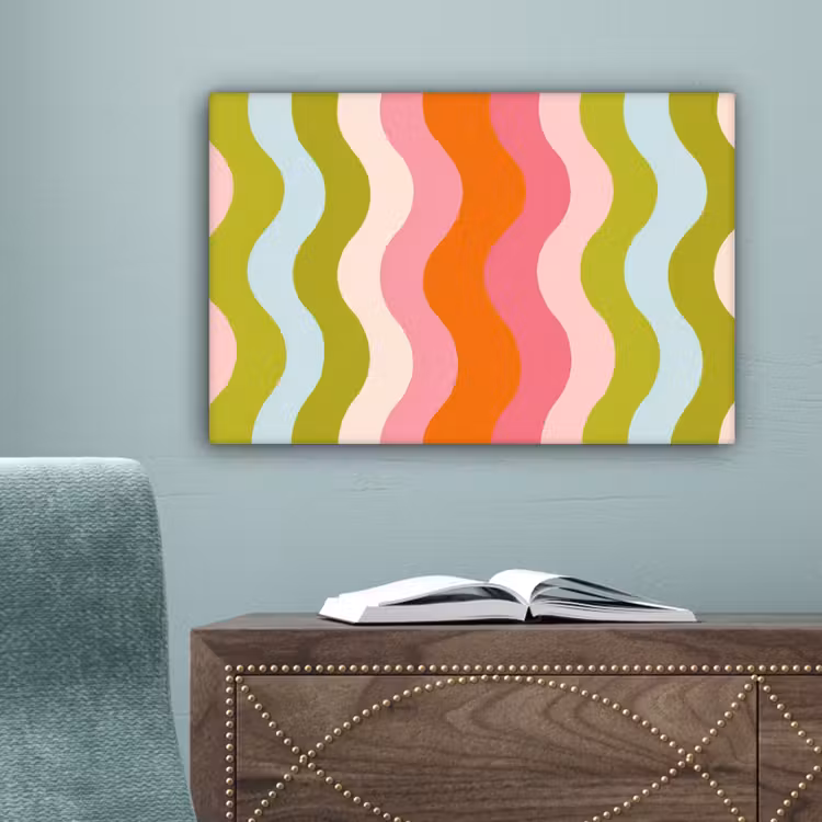 Banen - Golven - Kleurrijk - Verticaal canvas 2cm klein -sfeer4
