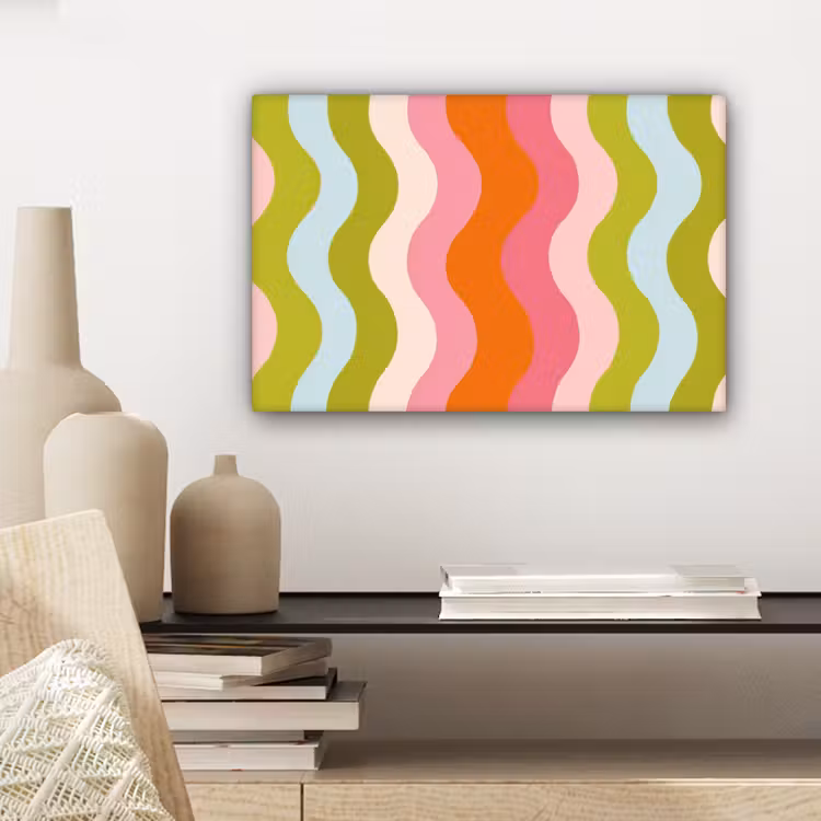Banen - Golven - Kleurrijk - Verticaal canvas 2cm klein -sfeer6