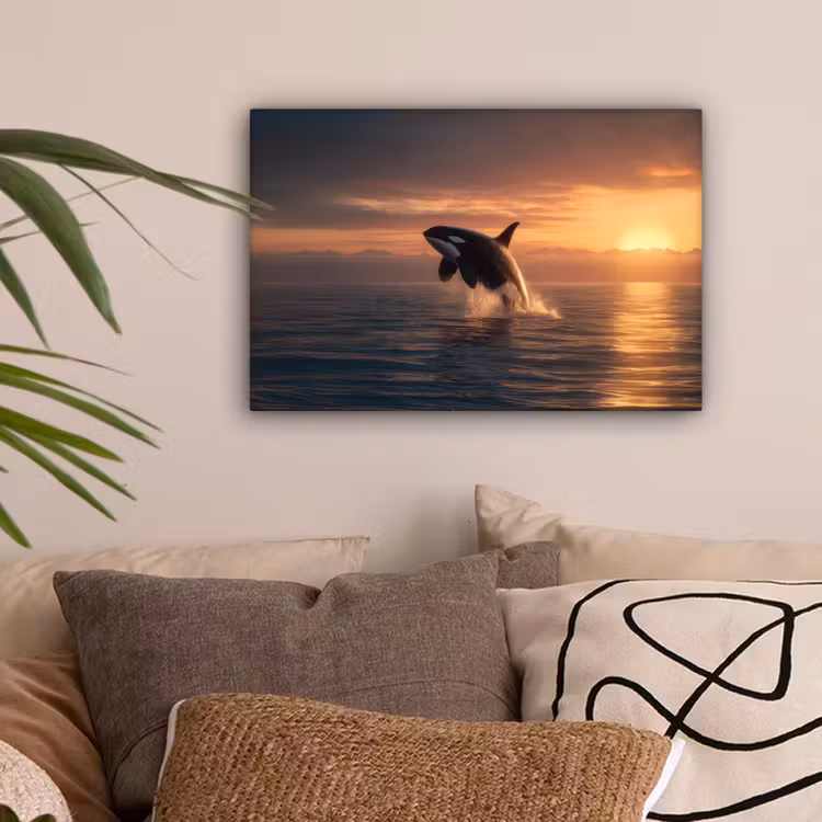 Orka - Zee - Zonsondergang canvas 2cm klein -sfeer1