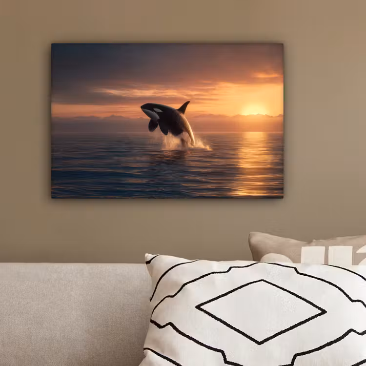 Orka - Zee - Zonsondergang canvas 2cm klein -sfeer3