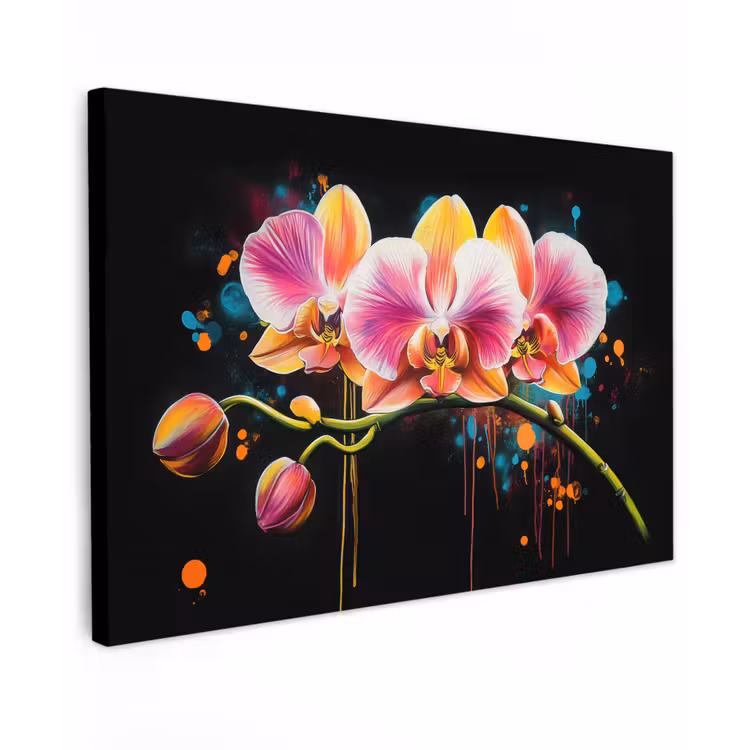 Orchidee - Graffiti - Kleurrijk - Bloemen - Abstract canvas 2cm klein -z3d