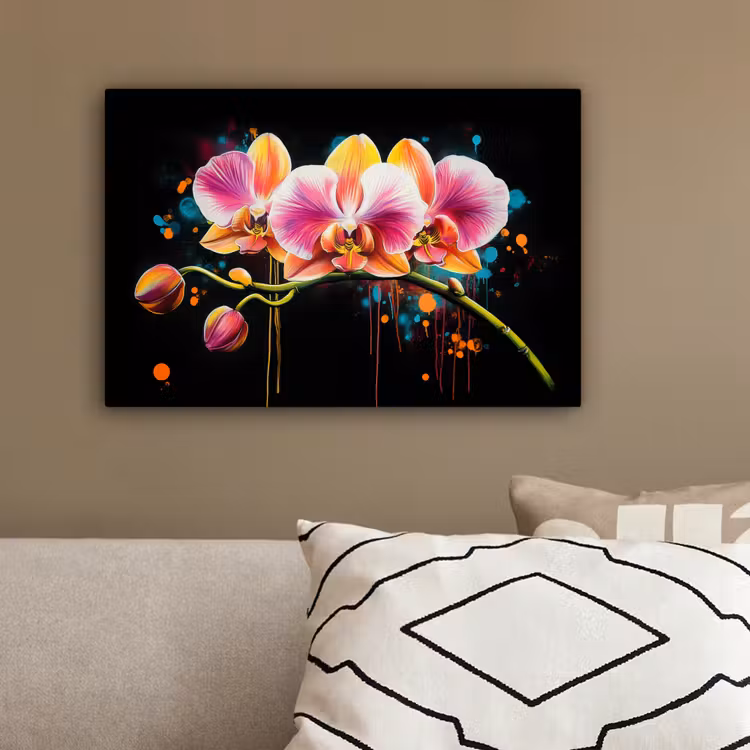 Orchidee - Graffiti - Kleurrijk - Bloemen - Abstract canvas 2cm klein -sfeer3