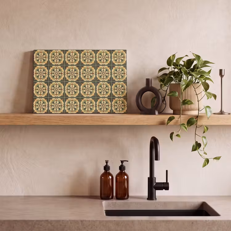 Ornament - Patroon - Groen canvas 2cm klein 34 -sfeer3