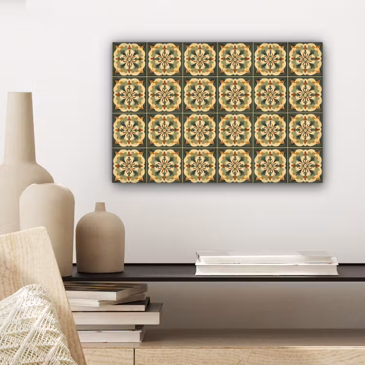 Ornament - Patroon - Groen canvas 2cm klein 34 -sfeer6
