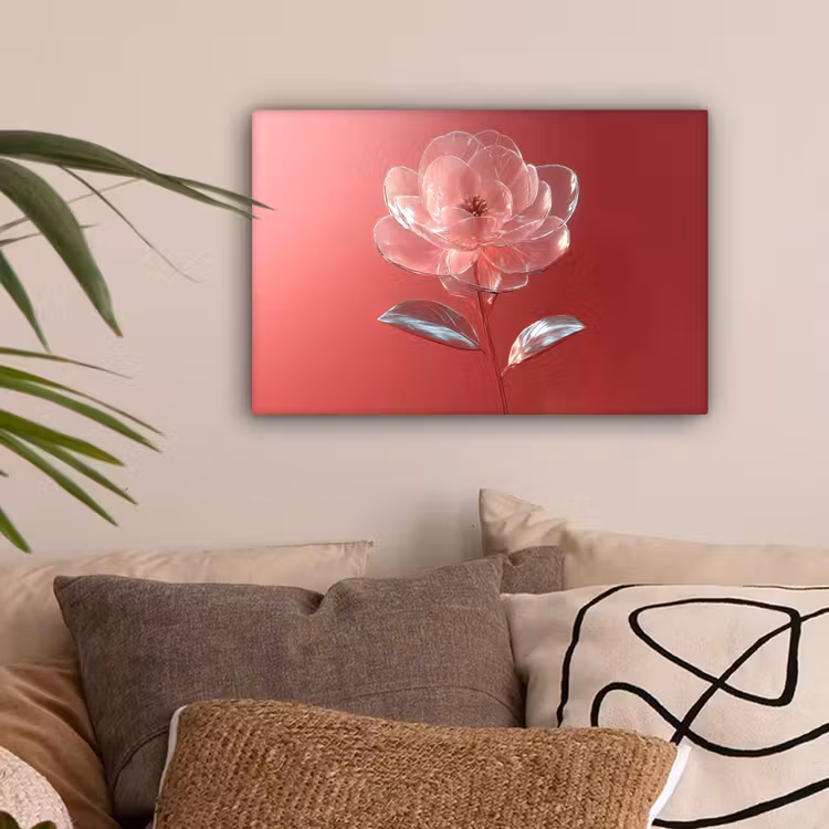 Sierlijk - Bloem - Roze - Glazen canvas 2cm klein -sfeer1