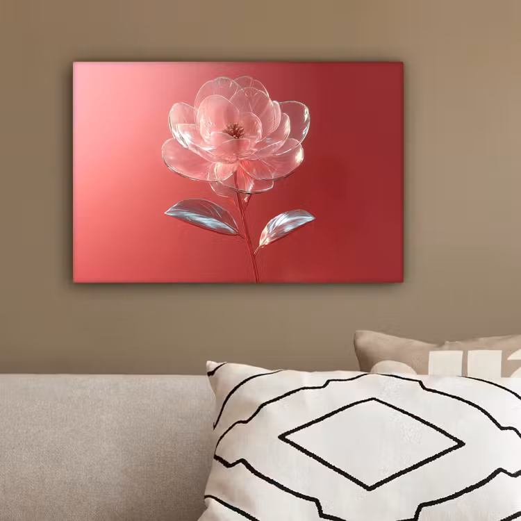 Sierlijk - Bloem - Roze - Glazen canvas 2cm klein -sfeer3