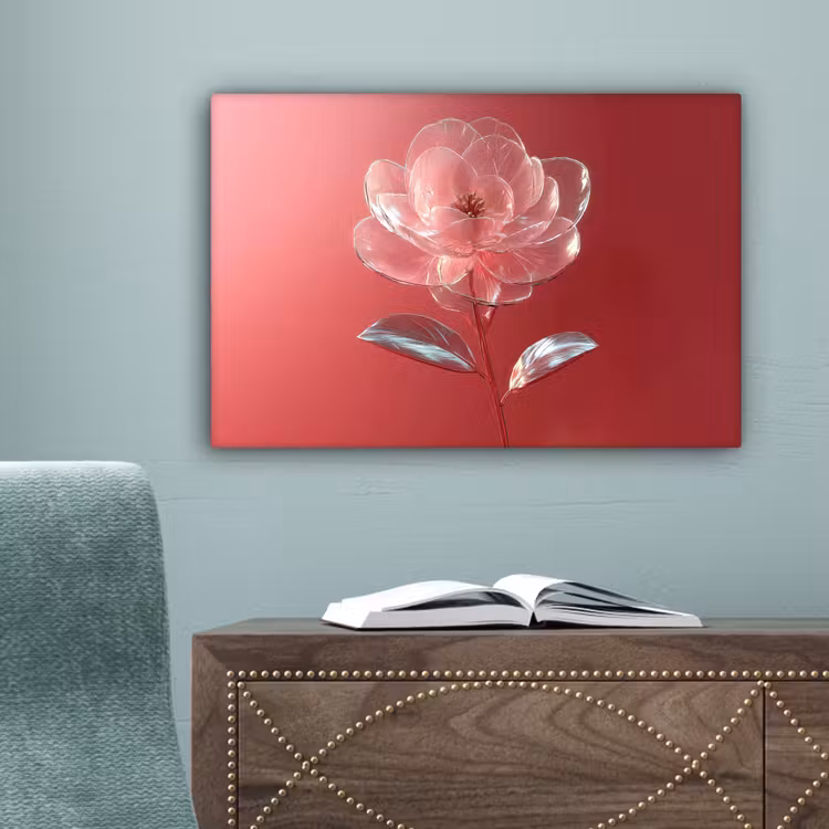 Sierlijk - Bloem - Roze - Glazen canvas 2cm klein -sfeer4