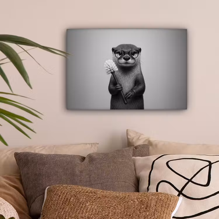 Otter - Wc-borstel - Bril - Zwart - Wit canvas 2cm klein -sfeer1
