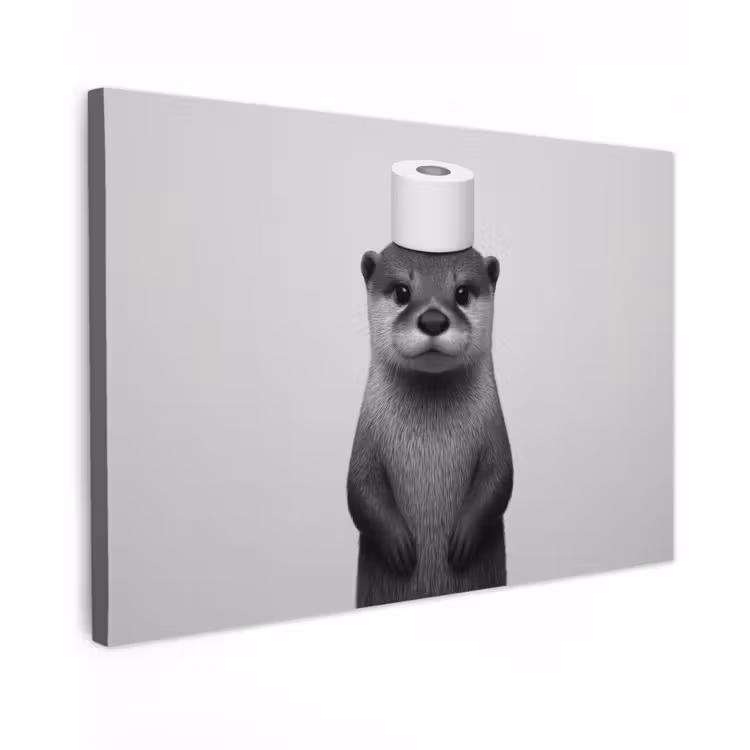 Otter - WC rol - Zwart - Wit canvas 2cm klein -z3d