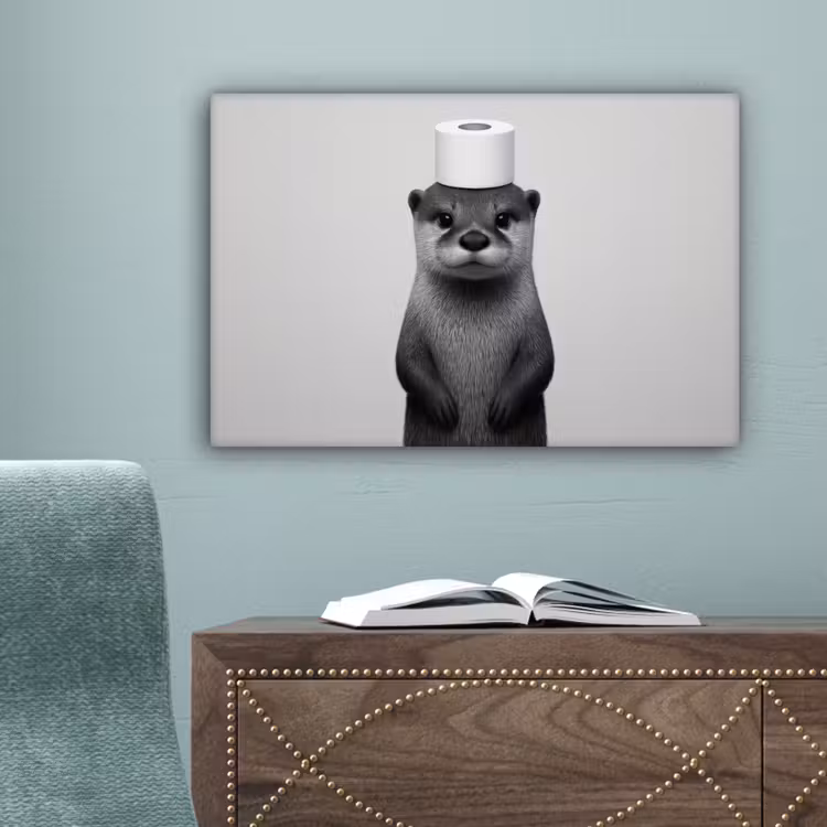 Otter - WC rol - Zwart - Wit canvas 2cm klein -sfeer4