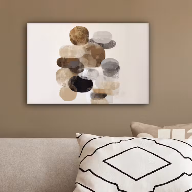 Ovaal - Kleurvlakken - Penseelstreken canvas 2cm klein -sfeer3