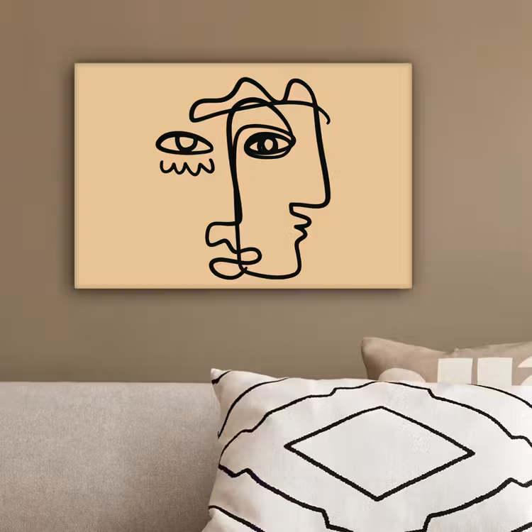 Overlappende profielen - Lichtbruin - Zwart canvas 2cm klein -sfeer3