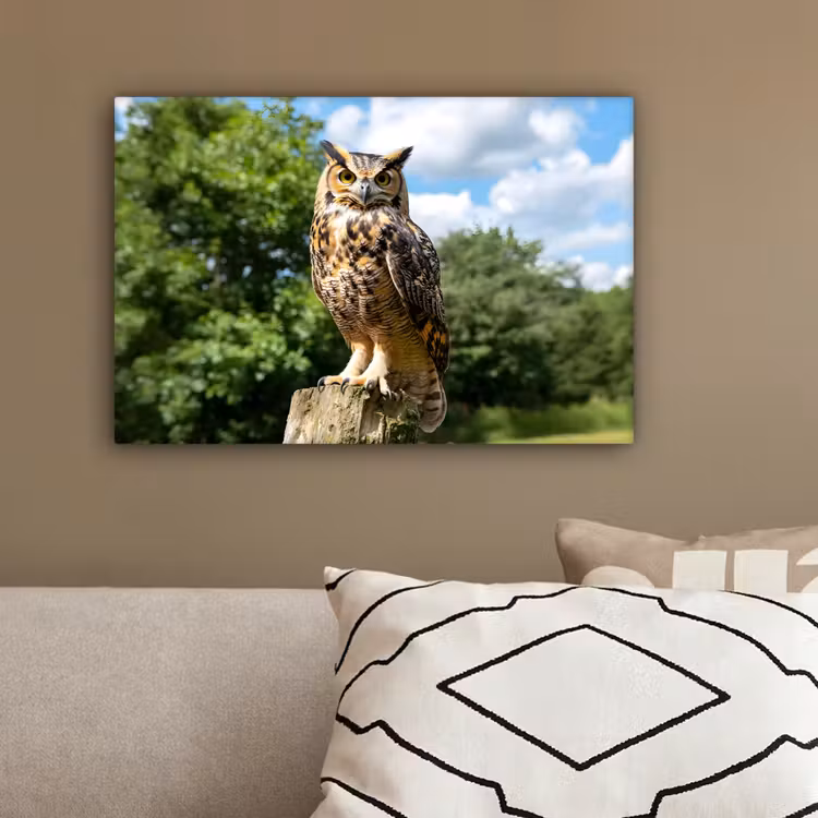 Uil - Boomstronk - Bos - Lucht canvas 2cm klein -sfeer3