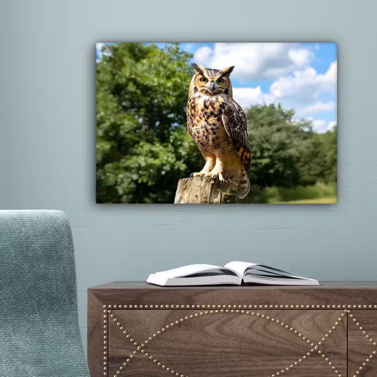 Uil - Boomstronk - Bos - Lucht canvas 2cm klein -sfeer4