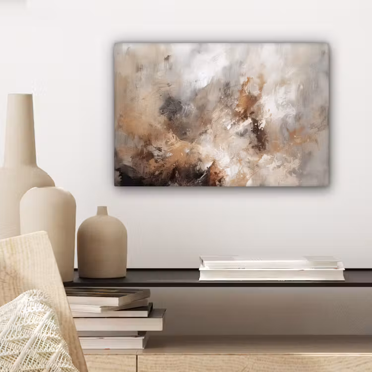 Verf - Abstract - Beige - Kunst canvas 2cm klein -sfeer6