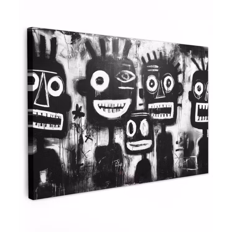 Schilderij - Figuren - Zwart - Abstract canvas 2cm klein -z3d
