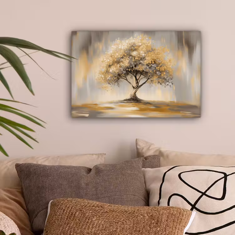 Schilderij - Boom - Abstract - Bladeren canvas 2cm klein -sfeer1