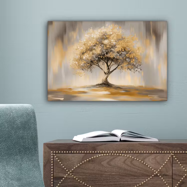 Schilderij - Boom - Abstract - Bladeren canvas 2cm klein -sfeer4
