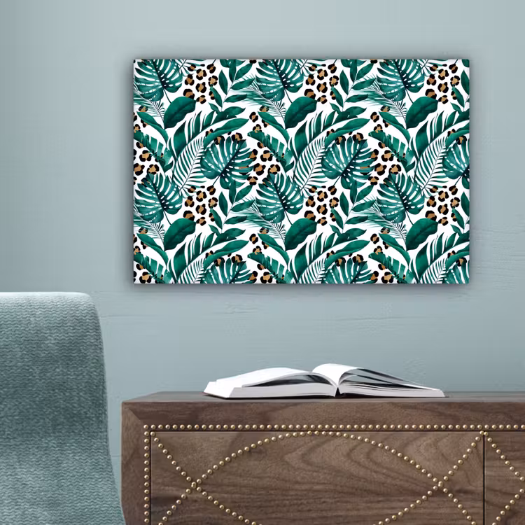 Palmblad - Panterprint - Tropical canvas 2cm klein -sfeer4