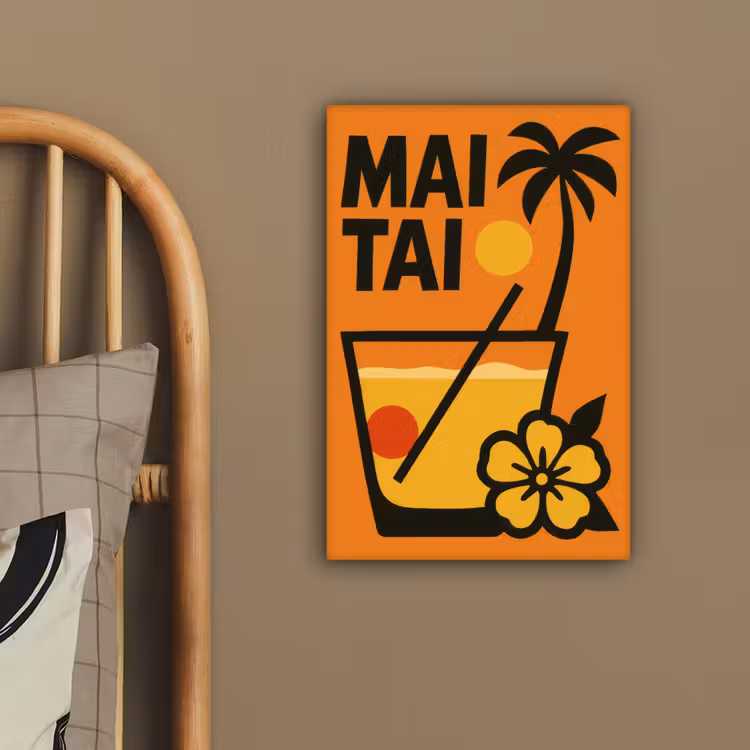 Palmboom - Bloem - Art - Drink canvas 2cm klein -sfeer3