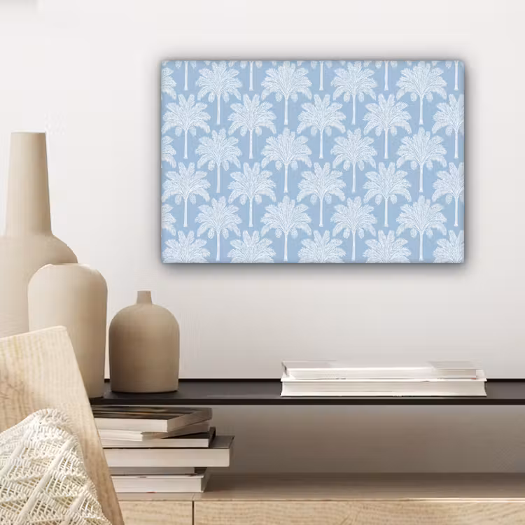 Palmboom - Modern - Blauw canvas 2cm klein 34 -sfeer6