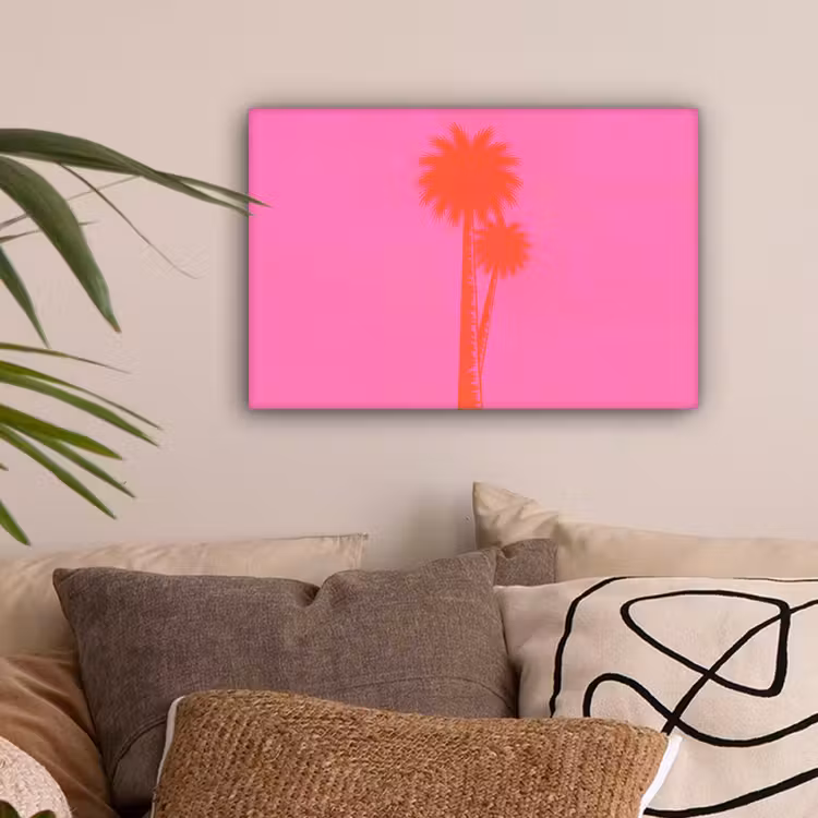 Palmbomen - Modern - Roze canvas 2cm klein -sfeer1