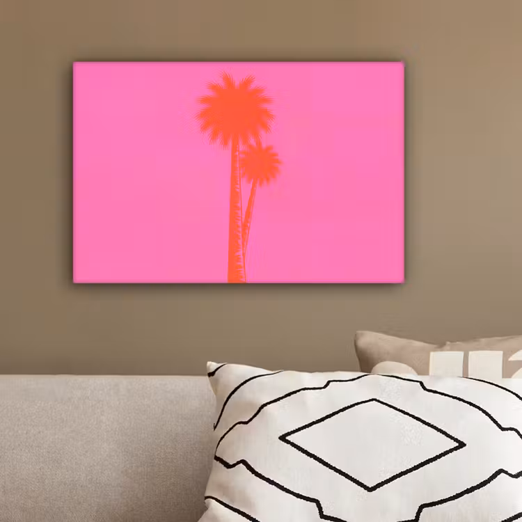 Palmbomen - Modern - Roze canvas 2cm klein -sfeer3