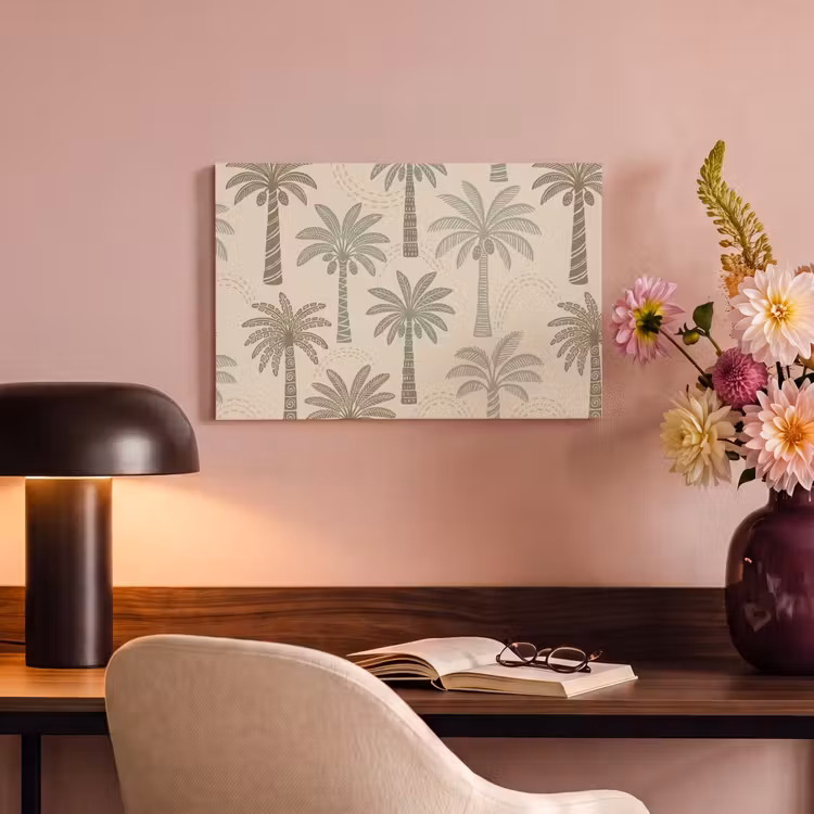 Palmbomen - Patroon - Tropisch - Beige canvas 2cm klein -sfeer4