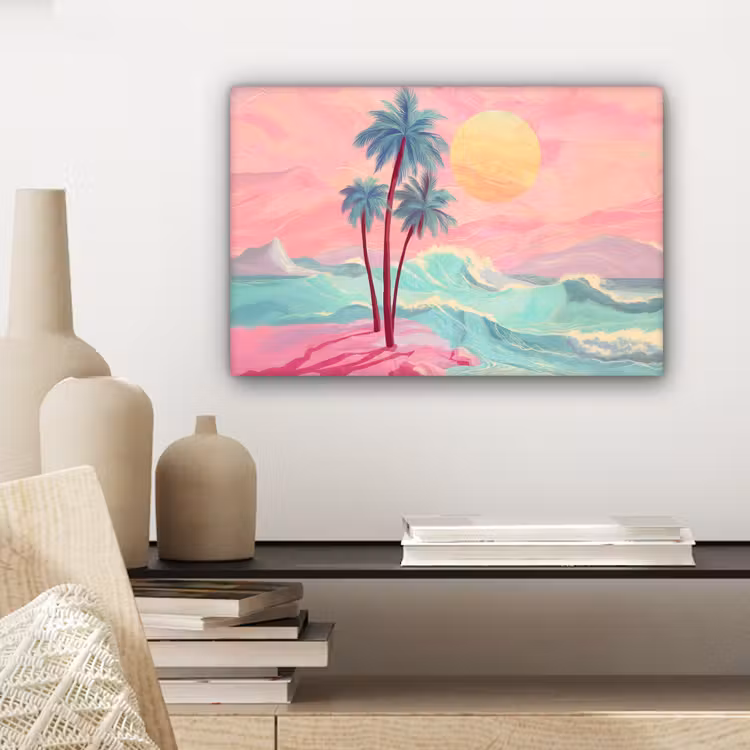 Palmbomen - Golven - Zee canvas 2cm klein -sfeer6