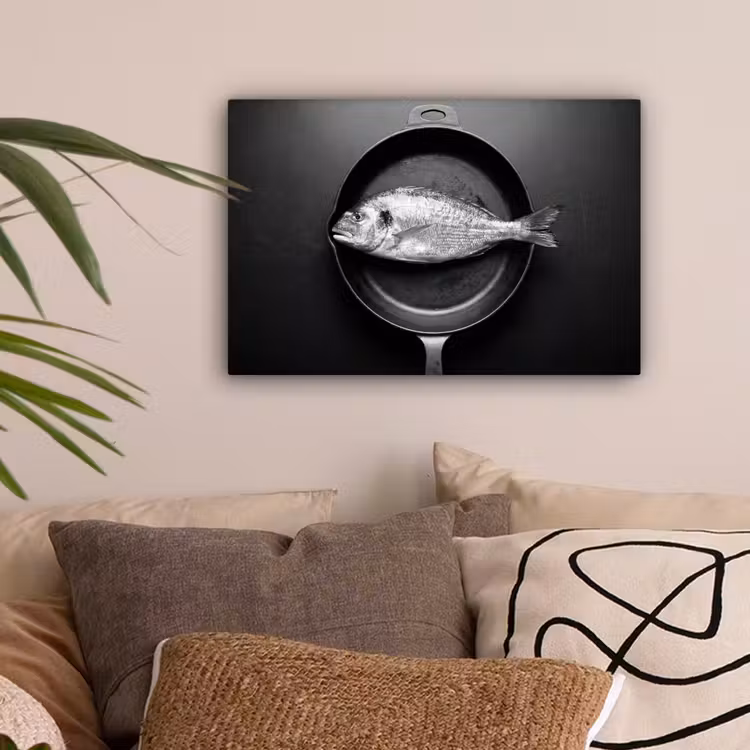 Pan - Vis - Zwart - Wit canvas 2cm klein -sfeer1