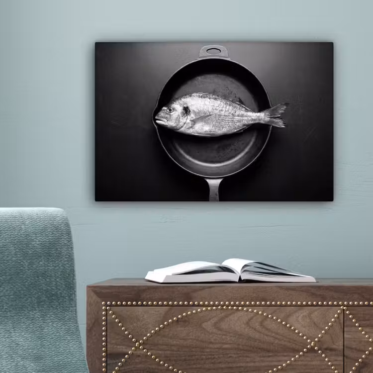 Pan - Vis - Zwart - Wit canvas 2cm klein -sfeer4