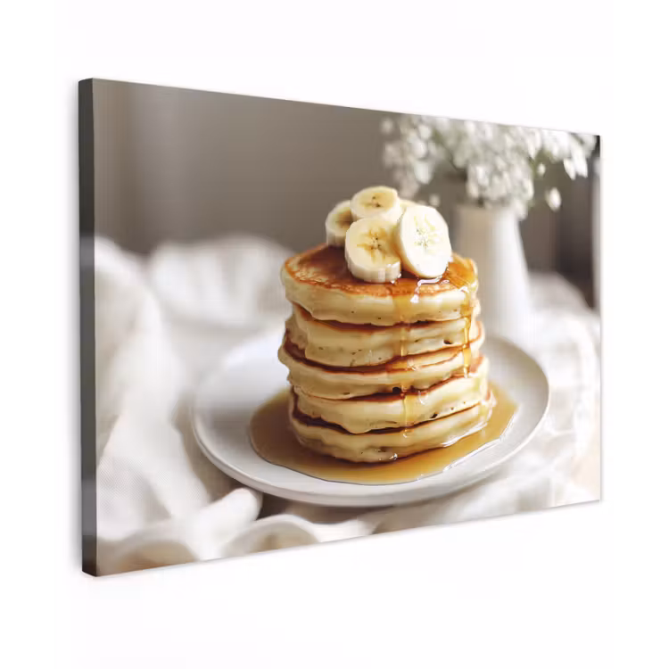 Pannenkoeken - Banaan - Siroop - Wit - Beige canvas 2cm klein -z3d