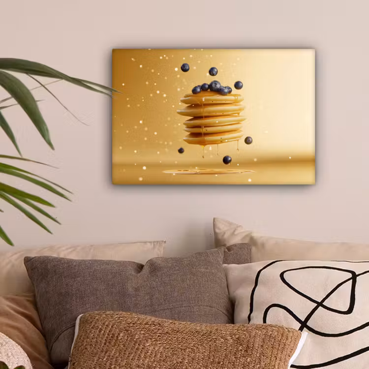 Pannenkoeken - Eten - Honing - Geel canvas 2cm klein -sfeer1