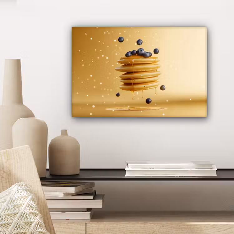 Pannenkoeken - Eten - Honing - Geel canvas 2cm klein -sfeer6